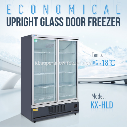 Komersial 3 pintu kaca freezer tegak untuk supermarket